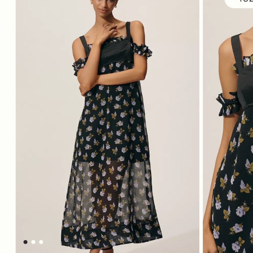 ⭐️NWT Anthropologie Maeve Corset Black and Purple Floral Midi Dress